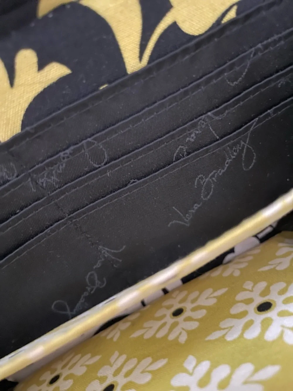 Vera Bradley Yellow and Black Quilted Wristlet - Picture 3 of 4